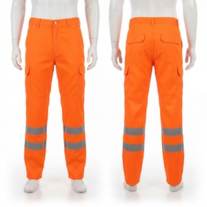 Custom Logo High Visibility Black Safety <b>Work</b> Pants Heavy Duty 240 GSM Polyester Reflective Panel CE Certified <b>Waterproof</b> Unisex - Product Image 5