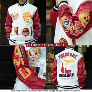 Veste universitaire de baseball brodée en chenille rouge personnalisée haute rue support Letterman hiver laine cuir livraison aérienne disponible - Product Image 2