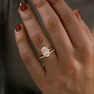 แหวนหมั้นเพชรโมอิสซาไนต์ทรงรีคลาสสิก ทอง เงิน แพลตตินัม เครื่องประดับเจ้าสาว โรงงานผลิตโดยตรง ขายส่ง - Product Image 6