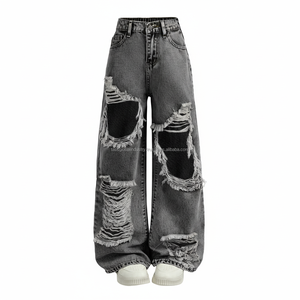 Vaqueros anchos de mezclilla con pierna curva estilo streetwear, logotipo personalizado, talla grande, holgados, ligeros, para todas las estaciones - Product Image 2