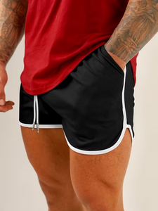 Shorts de sport confortables pour hommes couleur unie coupe ample lettre décontractée Shorts imprimés Polyester Short de sport en maille vierge pour hommes - Product Image 5