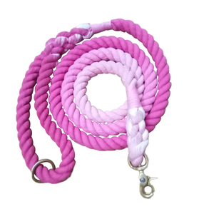 Laisse personnalisée en corde de coton biologique bleu ciel et blanc ombré Harnais mains libres de luxe pour chien de taille moyenne - Product Image 4