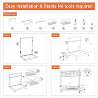 Lot de 2 organisateurs et rangements ajustables sous l'évier pour cuisine et salle de bain, fournis directement par l'usine
