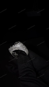 Hip Hop para hombre joyería fina Plata de Ley 925 VVS Moissanite anillo de diamante con certificado GRA Pave ajuste joyería brillante - Product Image 3