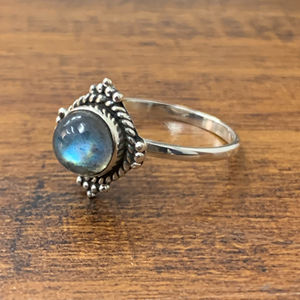 Everyday Wear Yellow Gold <b>Labradorite</b> Gemstone <b>Ring</b> (2.3 Grams) Oval Cut Bezel Set with Yellow Gold for Wedding - Product Image 1