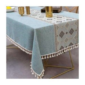 Customized Waterproof Woven Stripe Embroidered Linen <b>Tablecloth</b> Dining Party OEM ODM Low MOQ Wholesale Direct Factory - Product Image 1