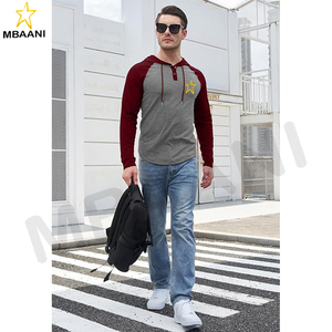 เสื้อฮู้ดผู้ชายแขนยาวลำลองสไตล์สปอร์ตแฟชั่นแบบสวม มีฮู้ด คอเสื้อตัดสี พร้อมเชือกผูก - Product Image 5