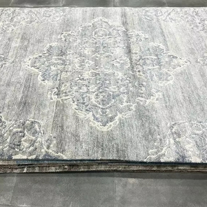 Alfombra de seda de bambú Oushak anudada a mano, alfombra con estampado Jacquard bordado indio, tejido plano, juegos de alfombras hechas a mano en venta - Product Image 1