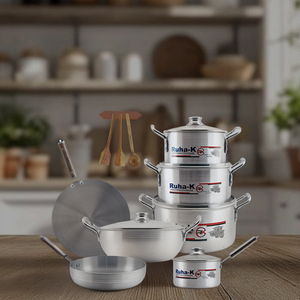 Premium Lightweight 15pcs Cookware Set Enamel Coated Oven Safe Dishwasher Safe Aluminum Saute Pan Composite Bottom Custom Logo - Product Image 1
