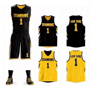 Ensemble de maillots de basket-ball personnalisés pour hommes, 100% polyester, séchage rapide, respirant, imprimé, sans manches, kit d'équipe - Product Image 4