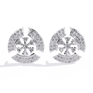 Magnifiques boucles d'oreilles clous en or 18 carats avec diamant de laboratoire en forme de flocon de neige pour mariage et fiançailles, or rose, or blanc, or jaune - Product Image 3