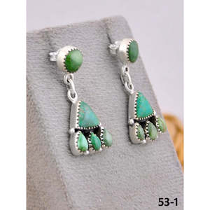 Pendientes colgantes de plata de ley y turquesa Emerald Valley de Southwest Made, estilo post - Product Image 3