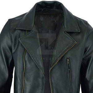 Meilleure vente Veste en cuir imperméable pour homme Coupe ajustée Hiver Col montant Logo avant Haute qualité - Product Image 4