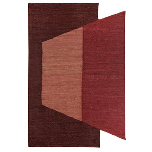 พรมลายเรียบแบบนามธรรม ทำจากปอกระเจาและป่าน สีแดงและสีส้ม สำหรับตกแต่งบ้าน รุ่น Pdjt-385 - Product Image 1