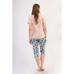 Conjunto de pantalón capri y top de cuello redondo KADIN P.SUPREM O YAKA KISA KOL ETEGI OVAL - Rosa suave - Rosa suave - Product Image 4