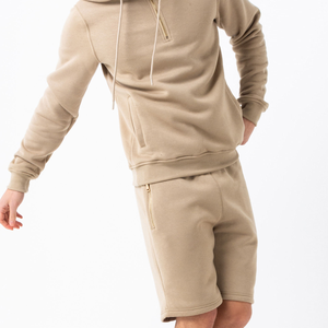 Custom <b>Men's</b> Summer Sports Set 100% Cotton Zip up Hoodie and Shorts Printed Logo Plus Size High Street Style - Product Image 4