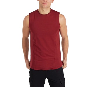 Camiseta de algodón para correr para hombre al por mayor, camiseta sin mangas atlética con logotipo personalizado, camiseta sin mangas de punto para entrenamiento muscular, ropa de gimnasio - Product Image 1