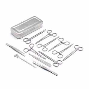 Kit de dissection de base, 13 pièces, ensemble d'instruments chirurgicaux manuels, acier inoxydable de haute qualité, outils complets pour chirurgie mineure - Product Image 1