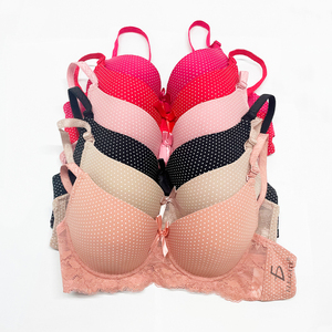 Completo reggiseno da donna a pois, coppa 1/2, confortevole, morbido, traspirante, in cotone, senza ferretto, push-up, con fiocco decorativo, chiusura posteriore in pizzo monopezzo - Product Image 2