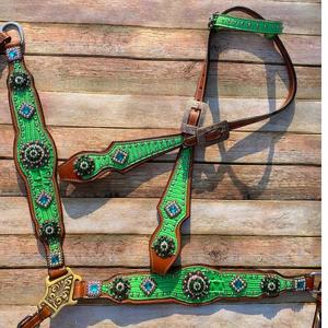 Western Show Headstall & Breast Collar Set Premium Cowhide Lightweight Trending Designs Seasonal Horse Equipment Tack - Product Image 1