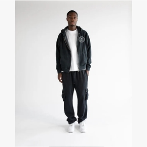 Sweat à capuche surdimensionné en coton mélangé de haute qualité, design à épaules tombantes avec impression en relief de poids lourd, qualité supérieure pour hommes - Product Image 3