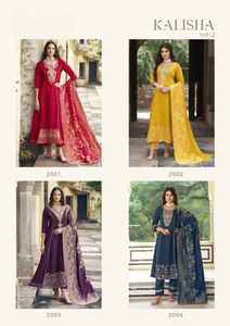 Belle robe Premium Pure Viscose Roman Soie Kurti Pant & Dupatta Avec Séquence Cordon et Fil & Main Travail Femme Mode - Product Image 5