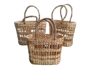 Bolsa de jacinto de agua artesanal vietnamita Premium hecha a mano, estilo de hombro moderno ecológico con decoración bordada de cierre abierto - Product Image 2