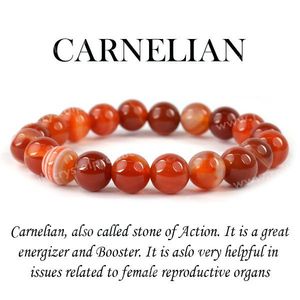 Pulsera de cuentas redondas de cornalina natural de 10 mm para la confianza, la creatividad y la motivación - Product Image 4