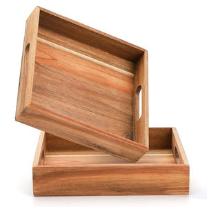 Meilleur plateau de service carré en bois de qualité supérieure avec poignée plateau ottoman en gros pour la nourriture vin café dîner plats et assiettes - Product Image 1