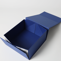Coffret cadeau magnétique pliable bleu marine coffret cadeau de luxe bleu bouteille de vin boîte d'emballage coffrets cadeaux pour colliers et bracelets