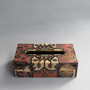 กล่องทิชชู่พร้อมที่ใส่ของตกแต่งทำจากไม้สำหรับใช้ในห้องน้ำและโต๊ะเครื่องแป้ง - Product Image 1