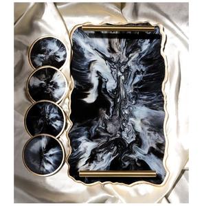 Bandeja de servicio de resina de diseño atractivo superior para oficina y hoteles Bandeja de resina epoxi para servir café y té - Product Image 1