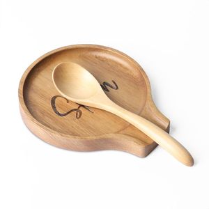 Utensilios de cocina únicos, accesorios de cocina de madera ecológicos naturales, soporte para cuchara de madera de Acacia, descanso para cuchara de madera - Product Image 3