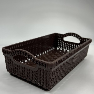 Cesta de plástico tejida rectangular para exhibición y almacenamiento de cocina Material seguro Servicio OEM de exportación a granel - Product Image 3