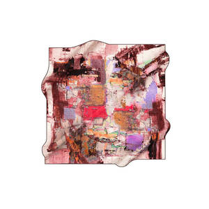 Pañuelo cuadrado de gasa floral rosa con estampado de pinceladas - Product Image 1