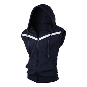 Man Muscle Fit Sleeveless Hoodie Sleeveless Gym Hoodie Blank Workout Hoodie - Product Image 4