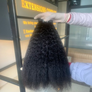 100% naturel ondulé tissage cheveux humains couleur noire aucun enchevêtrement cheveux crépus non traités faisceaux indien Extensions de cheveux humains - Product Image 1