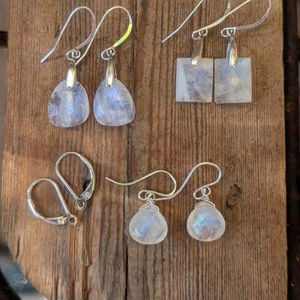 Boucles d'oreilles pendantes en pierre de lune de renouvellement, aspect vintage, 9 mm, pour enfants, mariage, fiançailles, fête - Product Image 1