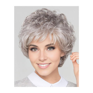 Nhiệt Độ Cao Sợi Nâu Hỗn Hợp Tóc Vàng <span class=keywords><strong>Bob</strong></span> Tóc Giả Với Những Tiếng Nổ Cho Phụ Nữ 10 Inch Tự Nhiên Và Mềm Mại Hàng Ngày Mặc Màu Xám Tóc Giả Xoăn - Product Image 2