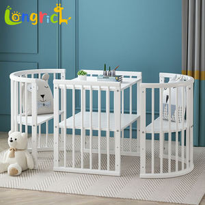 Lit bébé musical convertible 3-en-1 en <span class=keywords><strong>bois</strong></span> naturel, lits bébé ronds et ovales pour bébés et enfants, articles pour bébés - Product Image 3