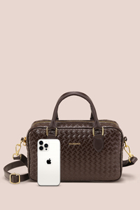 Bolso Tote Casual de Lona con Patrón Tejido para Mujer, con Asa Superior y Correa Cruzada, Cierre de Cremallera Impermeable, Logotipo Personalizado, OEM, ODM, Marca Privada - Product Image 3