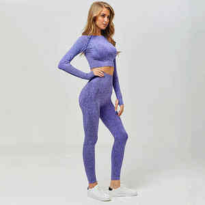 Séchage rapide coton Yoga ensemble taille haute femmes Slim Fit entraînement vêtements de sport en gros respirant Gym Fitness vêtements tenue courte - Product Image 2