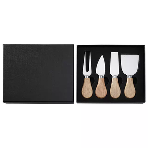 Couteau à fromage en acier inoxydable plaqué or noir et argent, conception à os, à manche fin fait à la main, ensemble de 4 - Product Image 5