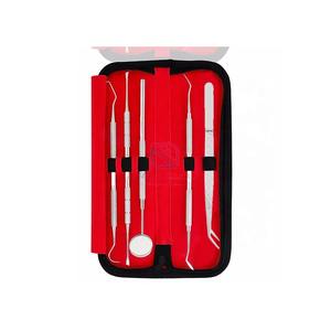 Kit de limpieza dental manual al por mayor: raspadores de sarro de acero inoxidable 2026, limpiador de lengua, espejo bucal y estuche de cuero de alta calidad. - Product Image 1