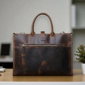 Sac à main vintage en cuir véritable unisexe, souple, de luxe, sac pour ordinateur portable en cuir de vache naturel, sac bandoulière rétro pour le travail - Product Image 2