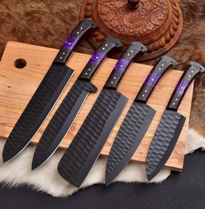 Ensemble de couteaux de chef de style japonais 5 pièces de qualité supérieure Collection de cuisine professionnelle Nouvelle perfection OEM avec lames en acier D2 - Product Image 3