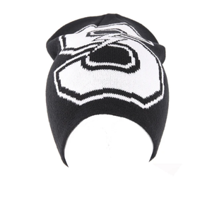 Vente en gros Bonnet tricoté en jacquard unisexe Casquettes crâne avec logo personnalisé hiver Streetwear avec motif de dessin animé Chapeau Skully imprimé - Product Image 3