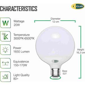 20W G120 LED Globe <b>Large</b> E27 <b>Bulb</b> Energy Efficient LED Lighting - Product Image 3