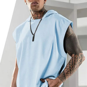 2025 Summer Men's Fashion <b>Hoodie</b> High Quality Fleece Eco-Friendly Polyester/Cotton <b>Sleeveless</b> Vest for Leisure Fitness Street - Product Image 5