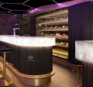 Barra de <span class=keywords><strong>Bar</strong></span> Iluminada, Encimera de Corian, Barra de Ensaladas, Barra de Vinos, Diseño de Barra para <span class=keywords><strong>Restaurante</strong></span> - Product Image 2